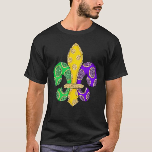 Fleur De Lis  Effect Mardi Gras T-Shirt (Front)
