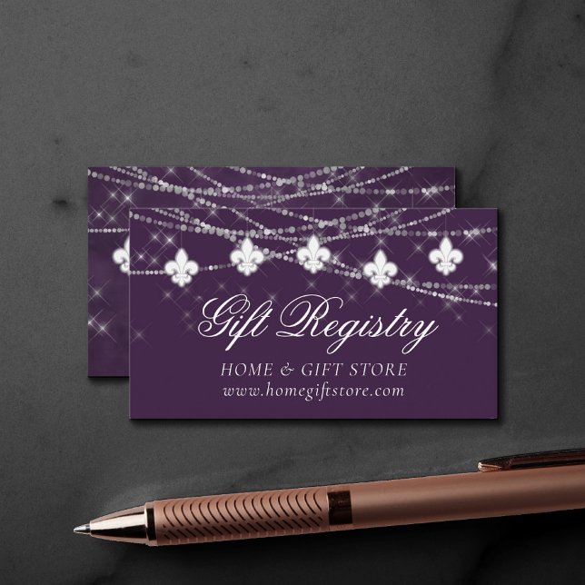 Fleur de Lis Eggplant Lights | Moody Gift Registry Enclosure Card (Creator Uploaded)