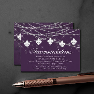 Fleur de Lis Eggplant Purple Lights Accommodations Enclosure Card