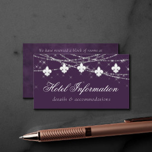 Fleur de Lis Eggplant Purple Lights   Hotel Detail Enclosure Card