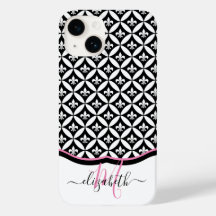 Fleur de Lis Eternity Pattern Monogram - Black