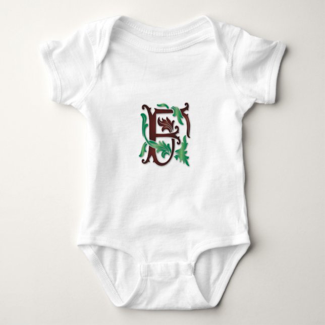 Fleur-de-lis F Monogram Baby Bodysuit (Front)
