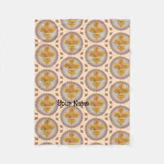 Fleur De Lis Family Crest Surname Fleece Blanket