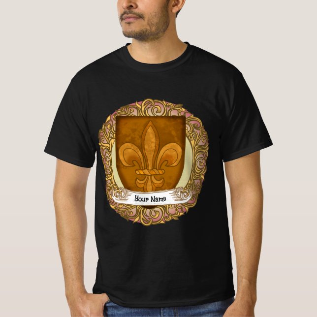 Fleur De Lis Family Crest Surname T-Shirt (Front)