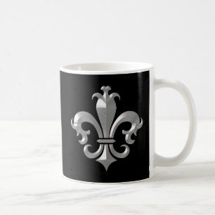 Fleur De LIs Fancy Silver Bevel Saints Classic Coffee Mug