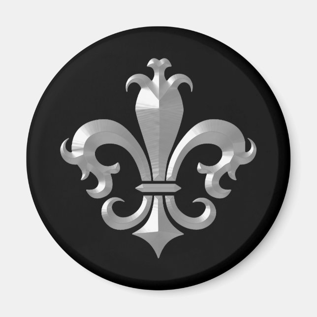 Fleur De LIs Fancy Silver Bevel Saints Classic Magnet (Front)