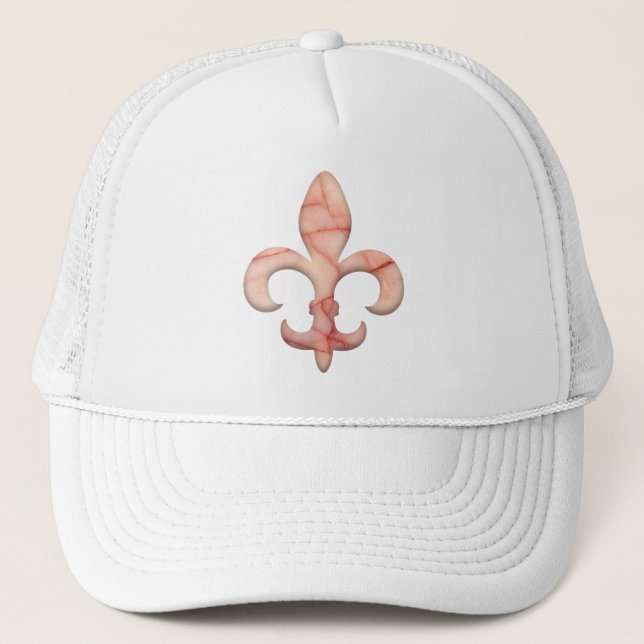 Fleur de lis Faux Stone 3 Trucker Hat (Front)
