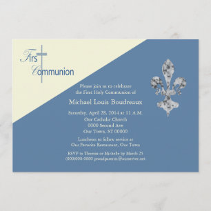 Fleur de Lis First Communion Invitation
