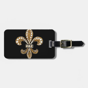 Fleur De Lis Flor New Orleans Customise Gold Luggage Tag