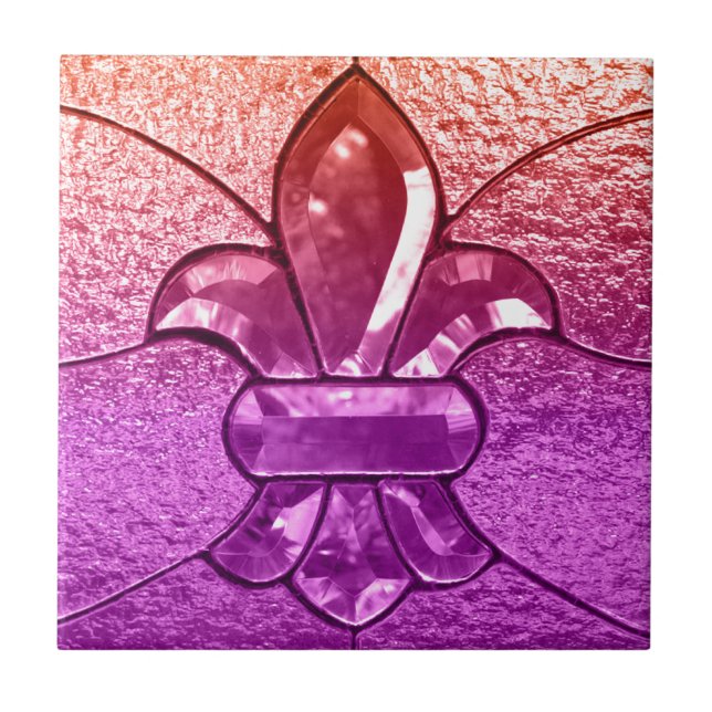 Fleur De Lis Flor  New Orleans Jewel Glass Tile (Front)