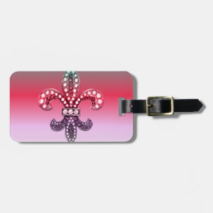 Fleur De Lis Flor New Orleans Multi Colour Pink Luggage Tag