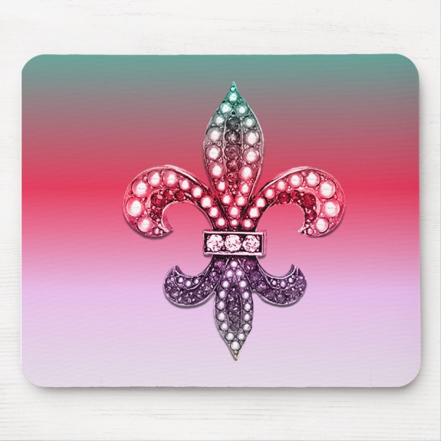 Fleur De Lis Flor  New Orleans Multi Colour Pink Mouse Pad (Front)