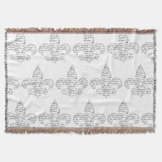 Fleur de Lis French Script Throw Blanket