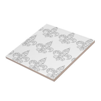 Fleur de Lis French Script Tile