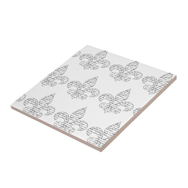 Fleur de Lis French Script Tile (Side)