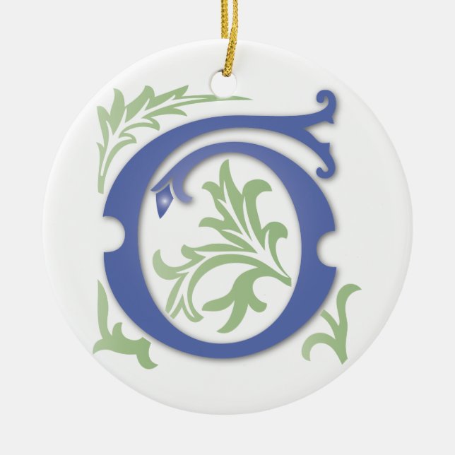 Fleur-de-lis G Monogram Ceramic Tree Decoration (Front)