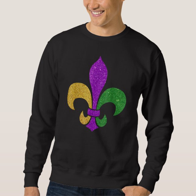 Fleur De Lis Glitter Effect Mardi Gras_3 Sweatshirt (Front)