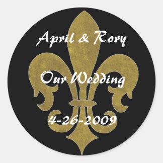 fleur de lis gold, April  - Customised Classic Round Sticker