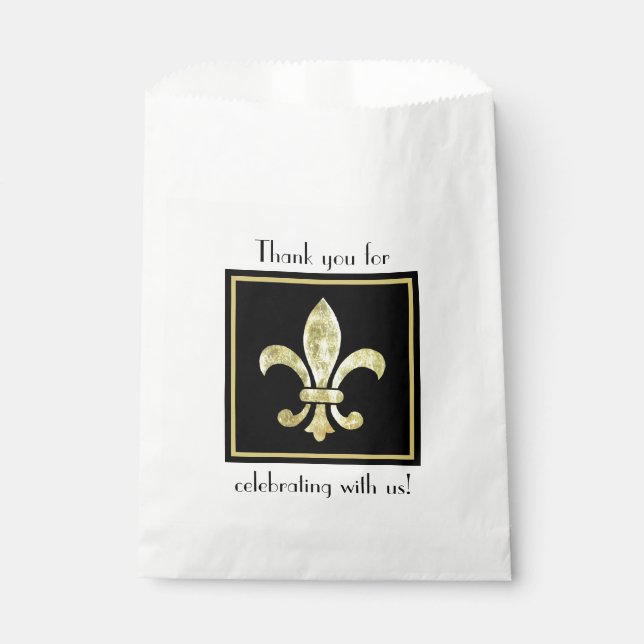 Fleur De Lis Gold Leaf Favour Bag (Front)