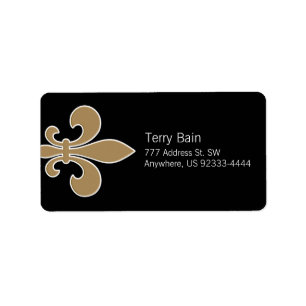 Fleur de Lis Gold with White and Black Outline Label