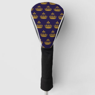 Fleur De Lis Golden Crown Royalty Lily Flower Navy Golf Head Cover