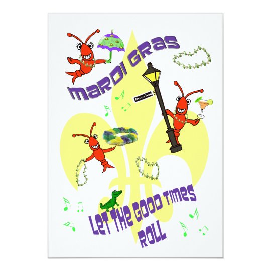 Fleur de Lis Good Times Roll Mardi Gras Party Card