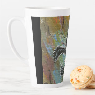 Fleur de lis green  latte mug