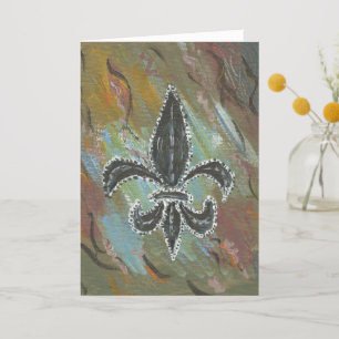 Fleur de lis green thank you card