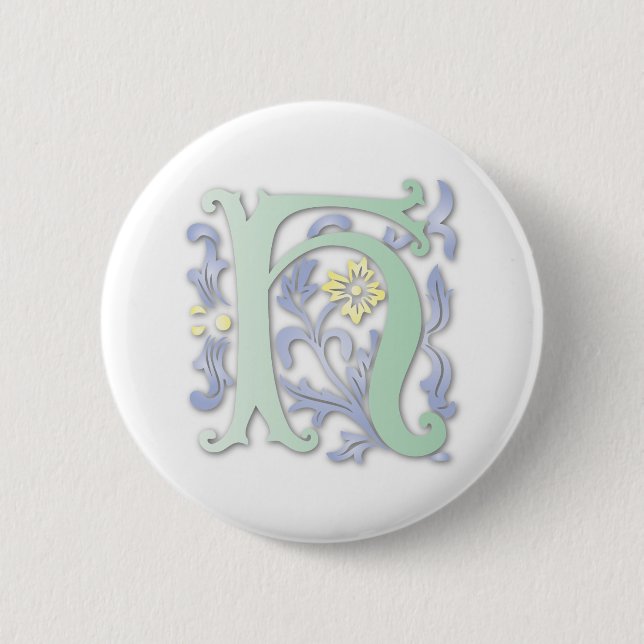 Fleur-de-lis H Monogram 6 Cm Round Badge (Front)