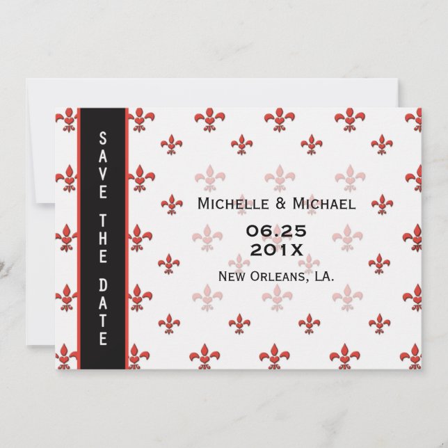 Fleur de Lis Heart Save the Date Invitation (Front)