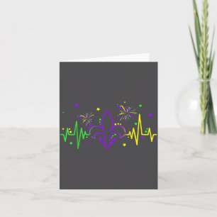 Fleur De Lis Heartbeat Nurse Mardi Gras Carnival M Card