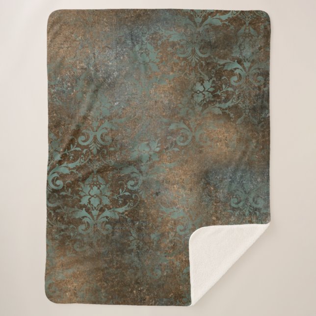 Fleur De Lis in a Rusty Background Sherpa Blanket (Front)