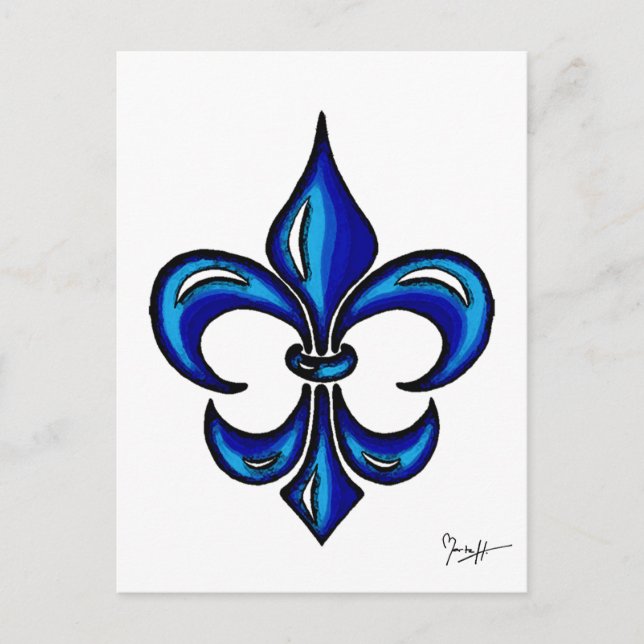 Fleur de Lis in Blue Postcard (Front)
