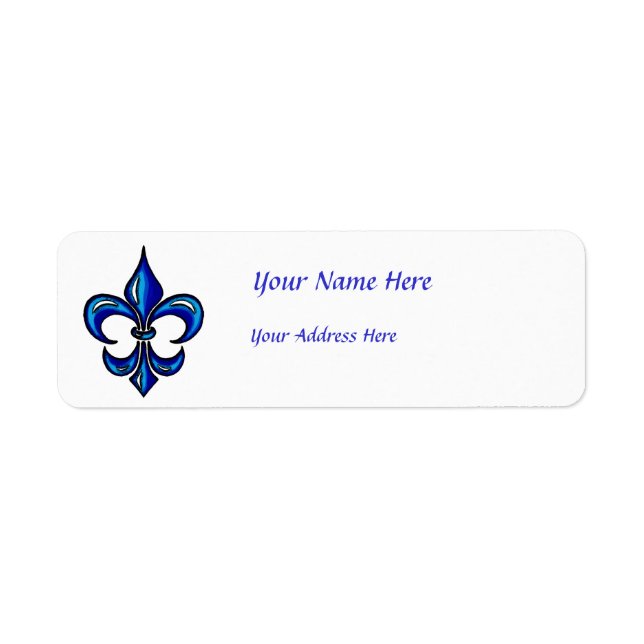 Fleur de Lis in Blue Return Address Label (Front)