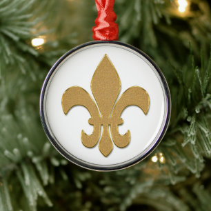 Fleur de lis in Glittering Gold Metal Ornament