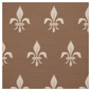Fleur de Lis in Light Beige on Taupe Tan Fabric