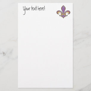 Fleur de Lis in solid colour  - Purple Plum Grape Stationery