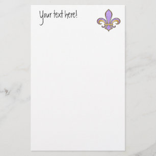 Fleur de Lis in solid colour  - Purple Stationery