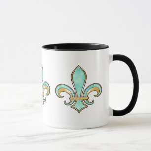 Fleur de Lis in solid colour - Turquoise Aqua Mug
