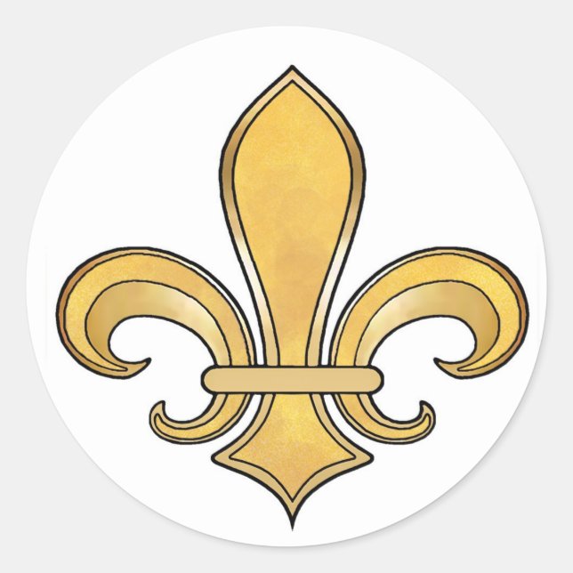 Fleur de Lis in solid colour  - Yellow Classic Round Sticker (Front)