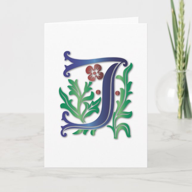 Fleur-de-lis J Monogram Holiday Card (Front)