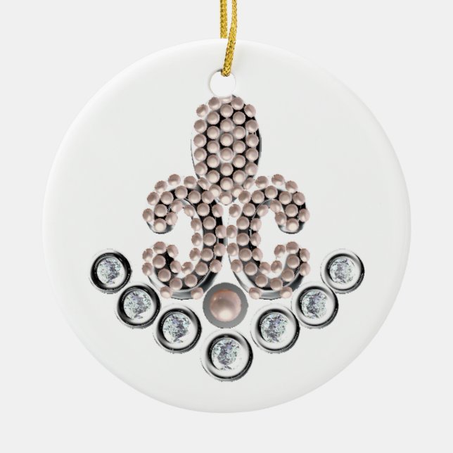 Fleur De Lis-jewelled Ceramic Ornament (Front)