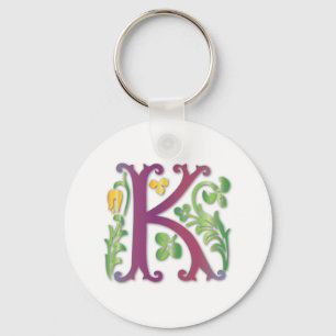 Fleur-de-lis K Monogram Key Ring
