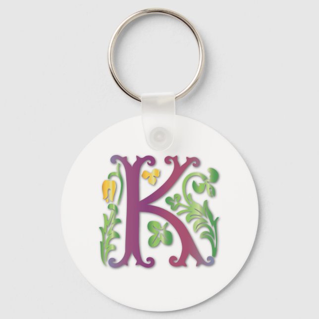 Fleur-de-lis K Monogram Key Ring (Front)