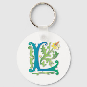 Fleur-de-lis L Monogram Key Ring