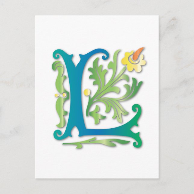 Fleur-de-lis L Monogram Postcard (Front)