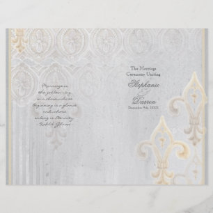 Fleur de Lis Lace Damask 2 Grey Wedding Program