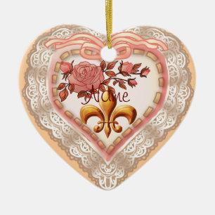 Fleur De Lis Lacy Heart ornament