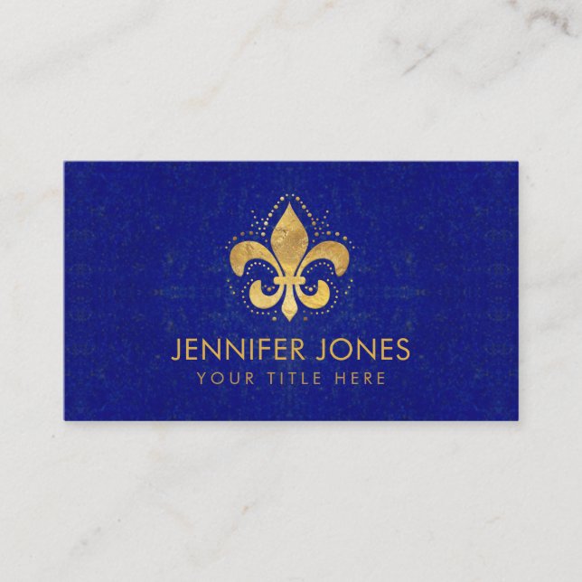 Fleur-de-lis  - Lapis Lazuli and Gold Business Card (Front)