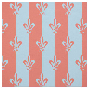 Fleur de Lis Light Blue & Terra Cotta Fabric
